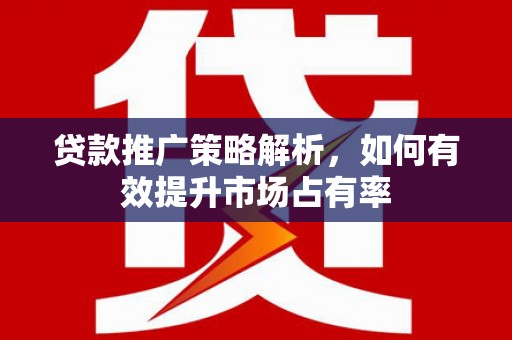 新晃贷款推广策略解析，如何有效提升市场占有率